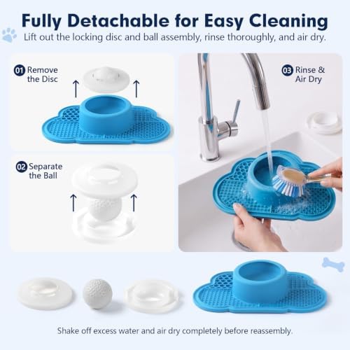 Anti-Slip Slow Feeder Dog Bowl and Lick Mat with Rolling Ball