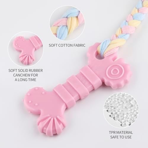 4 PCS Puppy Chew Toys for Teething Small Breed, Puppy Teething Ring, Soft Rubber Durable Dog Teething Toys, Rope Dog Toys, Funny Interactive Toy, Puppy Toys for Small Puppies, Dog Toys Set (Style 9)