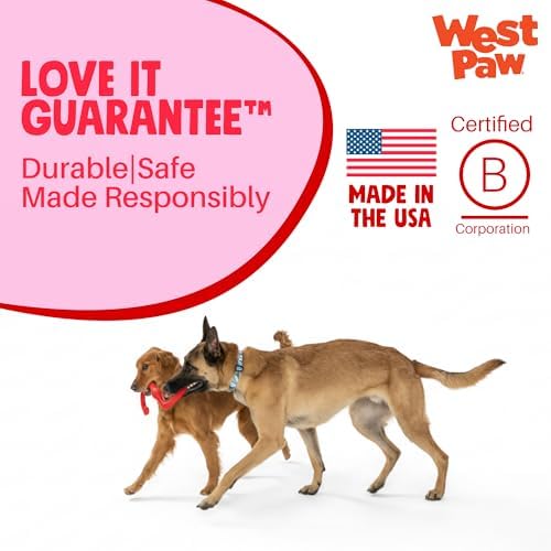 WEST PAW Zogoflex Bumi Dog Tug Toy – S-Shaped, Lightweight Chew Toys for Fetch, Play, Pet Exercise – Tug of War Soft Flinging Squishy Chewy Toy for Dogs – Guaranteed, Latex-Free, Large 9.5", Ruby