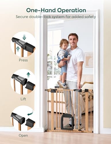 Babelio Baby Gate with Adjustable Cat Door, CatPrivilege III, 29-43"