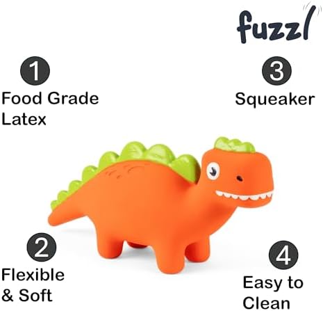 Fuzzl Steggy Latex Dog Chew Toys with Squeaker Soft Squeaker Puppy Toy Dinosaur