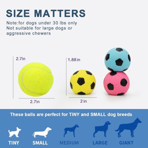 Squeaky Dog Ball, Soft Latex Rubber Squeaky Dog Toys for Small Dogs Puppies, Cute Bounce Squeak Toys Play Fetch Soccer Ball