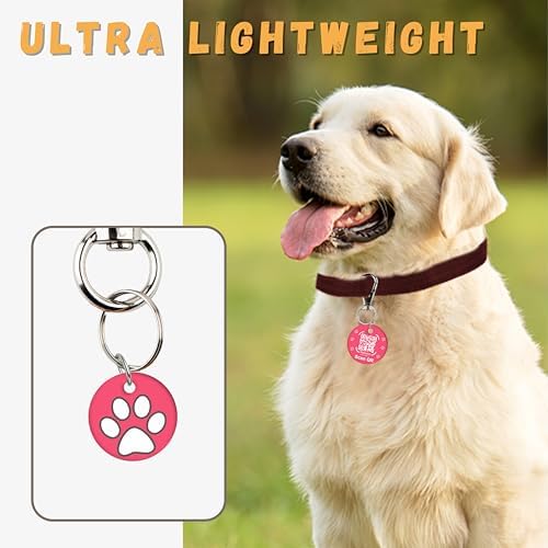 tag8 QR Code ID Tag for Dogs & Cats, Real-Time Scan Alerts, Online Pet Info Access, No Subscription or Fees, Durable Pet Tag for Collars - Pink