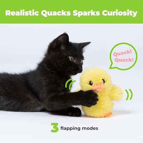 Best Pet Supplies Catify Interactive Flapping Cat Toy - Duckling, Yellow