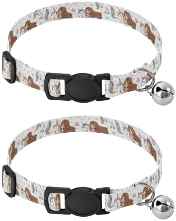 Mermaid Unicorns Rainbow Easy to Wear Pet Collars 2 Pack Dog Collars for Small Dogs