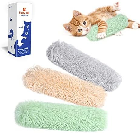 Potaroma Cat Toys Pillows, 3 Pack, Catnip Inside, Indoor Interactive Fun | Crinkle Sound, Soft Durable, Kitten Kicker, Promotes Kitty Exercise