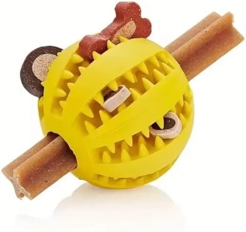 Interactive Dog Treat Ball Toy, Dental Cleaning Chew Ball, IQ Training Toy for Dogs, Teeth Cleaning Dispenser by Louis LUX (Pink)