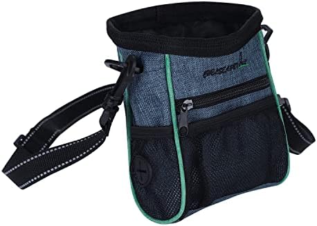 Portable Dog Treat Pouch Pet Puppy Treat Bag for Training Animal Walking Snack Container Bait Holder Kibble Hiking Toy Carries Pack with Waist Belt, Shoulder Strap, Built-in Poop Bag Dispenser