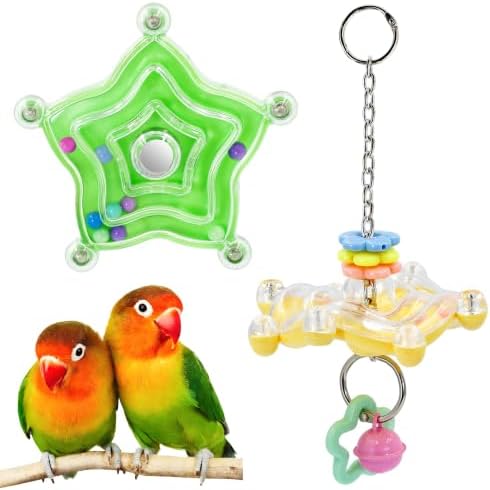 2pcs Bird Toys for Parakeets with Bell, Spinner Wheel (Rondom Color)