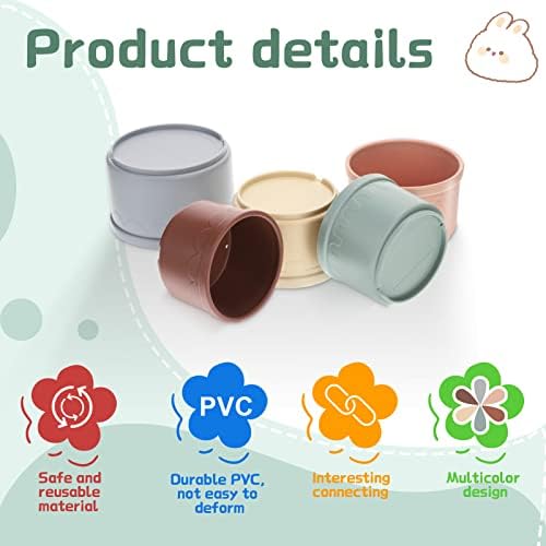 8 Pcs Stacking Cups for Bunny, Multi-Colored Reusable Rabbits Bunny Toys