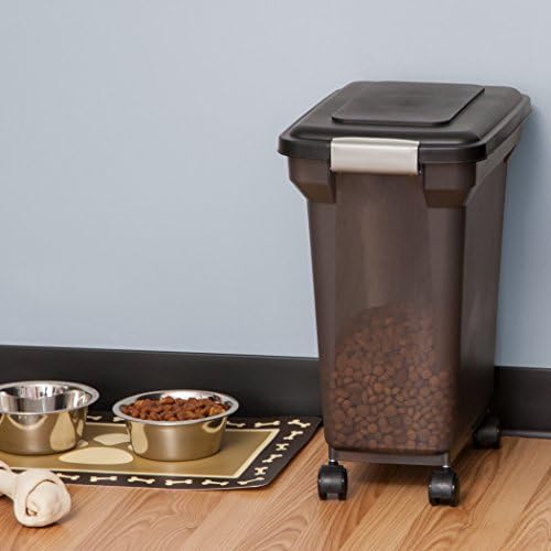 IRIS USA Dog Food Storage Container, Up to 22 lbs, Smoke, Made in USA