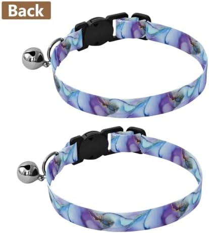 Watercolor Swirls Pastel Purple Cat Collar Breakaway with Bell 2 Pack Small Dog Collar Adjustable Length 10.6" to 17.1"