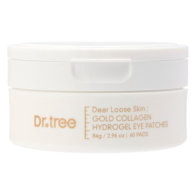 Dr. Tree 24kt Gold Collagen Hydrogel Eye Patches, with Niacinamide and Hyaluronic Acid – Hydrating Under Eye Patches For Dark Circles, Fine Lines & Puffiness - 84g / 2.96 oz (60 Pads)