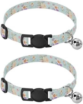 Dragonflies Cat Collar Breakaway with Bell 2 Pack Pet Collar Adjustable Length 10.6" to 17.1"