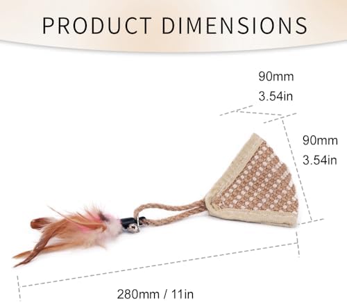 PAZ'S GIFT Cat Toy with Organic Catnip,Feathered Soft Sisal Material, Interactive Scratching and Kicking Chew Toy for Indoor Kittens