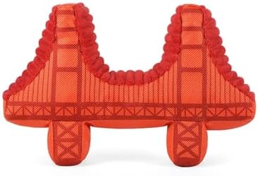 P.L.A.Y. Cute Plush Dog Toys - Totally Touristy Landmark Themed Durable Squeaker Toy, Great for Puppies & Small, Medium, Large Dogs - Machine Washable, Recycled Materials (Golden Gate Bridge, Medium)