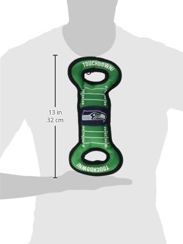 NFL Football Field DOG TOY with Squeaker. - SEATTLE SEAHAWKS - For Tug, Toss, and Fetch. - Tough & Durable PET TOY