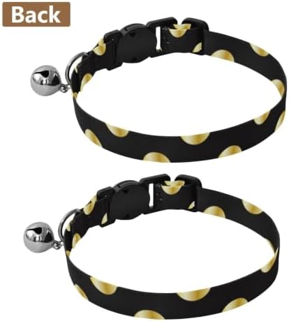 Gold Polka Dot Black Cat Collars with Bell 2 Pack Cat Collar Adjustable 10.6 to 17.1 Inches