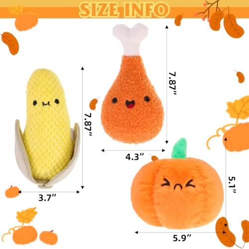 PUPTECK Thanksgiving Dog Squeaky Chew Toys 3 Pack