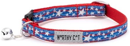 THE WORTHY DOG Summer Patterns, Breakaway Cat Collar, with Bell, Multi