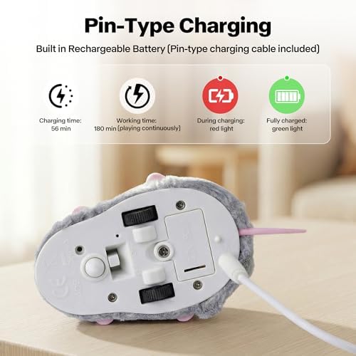 Pet Prime Interactive Cat Mouse Toy with Remote Control,Rechargeable Automatic Moving Mouse for Indoor Cats & Kitten,Exercise with Mental Stimulation