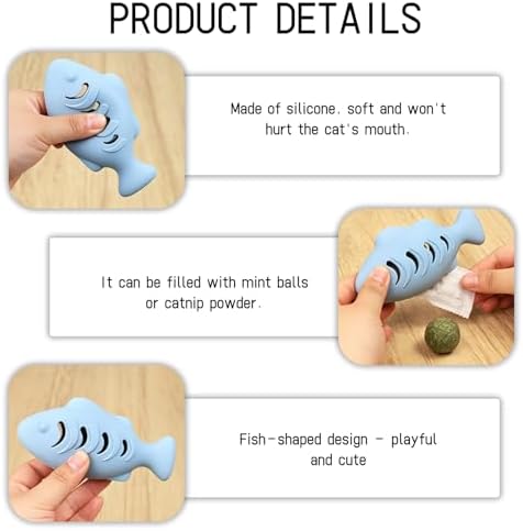 3 Pcs Silicone Cat Toy,Rubber Cat Toys for Indoor Cats,Treat Dispenser,Could Be Filled with Catnip Or Cat Food,Interactive Toys for Kittens and Adult Cats(Beige/Green/Blue)