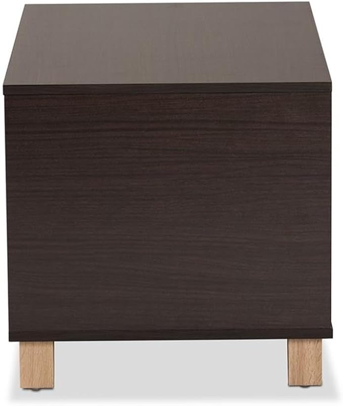 Baxton Studio Eckhart Modern and Contemporary Two-Tone Dark Brown and Oak Finished Wood Cat Litter Box Cover House