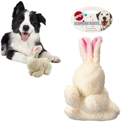 SPOT 6in Vermont Style Fleece Rabbit Dog Toy – Soft Comfort Plushie for Small Dogs & Puppies – Built-in Squeaker – Safe for Light Chewers – No Plastic Parts – Calming & Cuddly Pet Toy