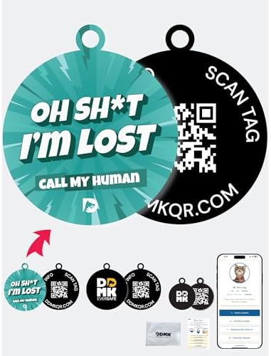 DDMK Smart Pet Tag Set | Includes 3 Tags | QR Code for Instant Alerts | Custom Pet Profiles | Durable & Waterproof | No Subscriptions or Fees |14-OH SHXT I AM Lost