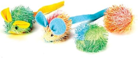 SPOT Stringy Mice & Balls - Catnip Cat Toys, Interactive, Colorful Plush Toys, Fun for Cats and Kittens to Bat and Chase, Boredom Buster - 2 Mice, 2 Balls (Pack of 2)