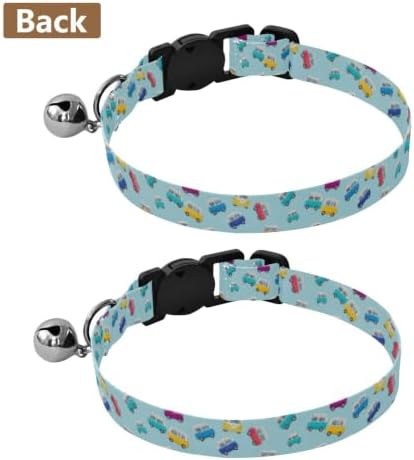 Colorful Retro Camper Adjustable Buckle Small Dog Collar 2 Pack for Cats