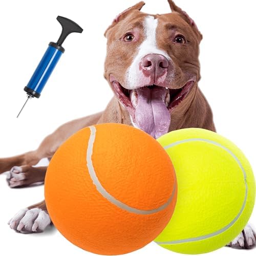 9.5" Large Dog Tennis Balls, 2 Pack Interactive Fetch Toy Ball