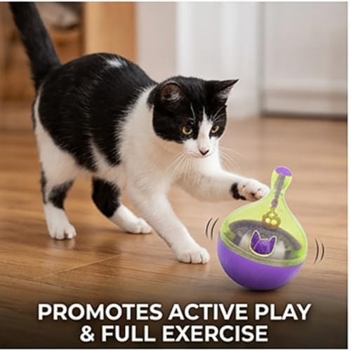 ZJchao Cat Treat Dispenser, Cat Puzzle Feeder, Pet Slow Feeder Treat Ball Interactive Cat Toy Treat Dispenser Dog Ball Dispensing Dog Toys Enrichment and Exercise for Purple