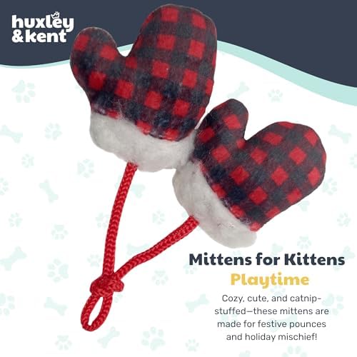 Huxley & Kent Plush Crinkle Catnip Cat Toy, Mittens for Kittens
