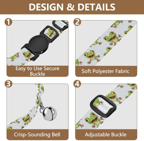 Cute Frogs White Easy to Wear Dog Collar 2 Pack Dog Collars for Small Dogs