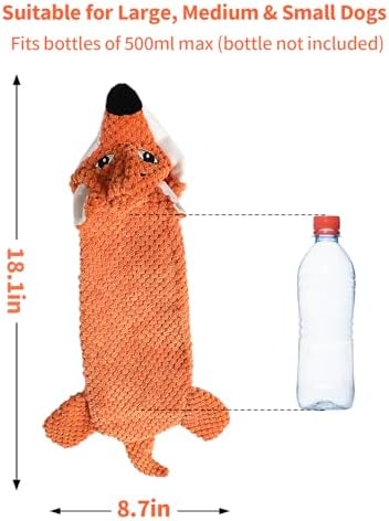 Dog Toys, Squeaky Plush No Stuffing Crinkle Dog Toy for Small Medium Large Dogs, [3 Pack] Interactive Puppy Teething Water Bottle Dog Chew Toy