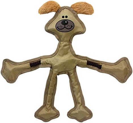 Multipet Skele Dog Rope - Nylon Tug of War - Squeaky Toy for All Dogs - Animal Dog Toy for Playing Toss & Fetch (15", Tan)