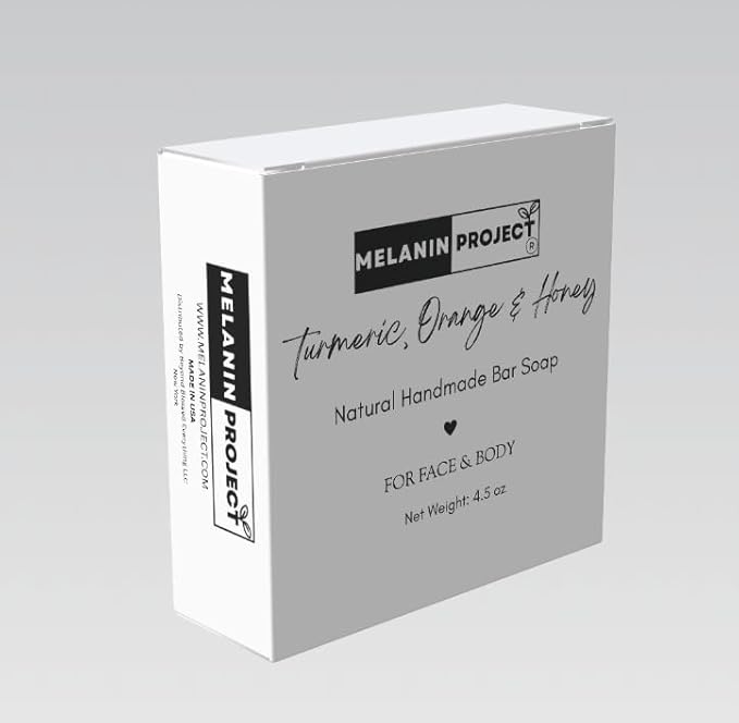 MELANIN PROJECT Organic Turmeric Soap Bar- Dark Spots and Acne Remover for Face & Body - Natural Handmade with Turmeric, Orange, Honey & Oatmeal - for all SKIN Types both Men & Women