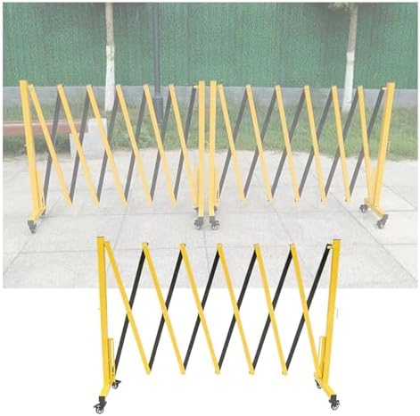 Retractable Folding Security Gate Outdoor Expandable Scissor Door Connectable Accordion Barricade with Wheels 39.4x78.7in for Schools & Traffic Control