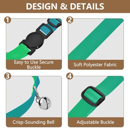 Green Blue Gradients Dog Bell Collar 2 Pack Pet Collar Adjustable 10.6 to 17.1 Inches