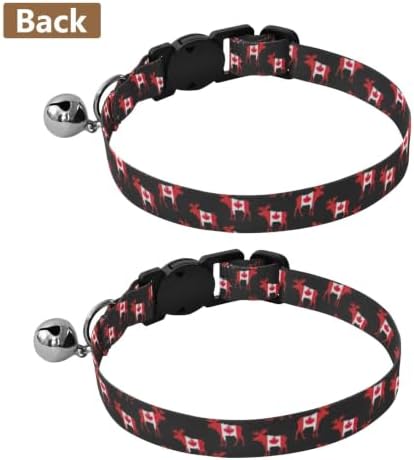 2 Pack Cats Collar Moose Canadian Maple Leaf Small Dog Collar with Bell, Adjustable Length 10.6" to 17.1"