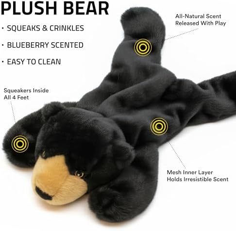 Playology Plush Bear Dog Toy - Squeaky Dog Toy - Jumbo, Blueberry Scent