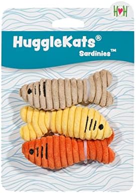 HuggleKats Cat Toys - Kitten Toys for Bored Indoor Cats, Perfect for Moving, Exercise, Biting & Chewing - Sardines (3 Pack)