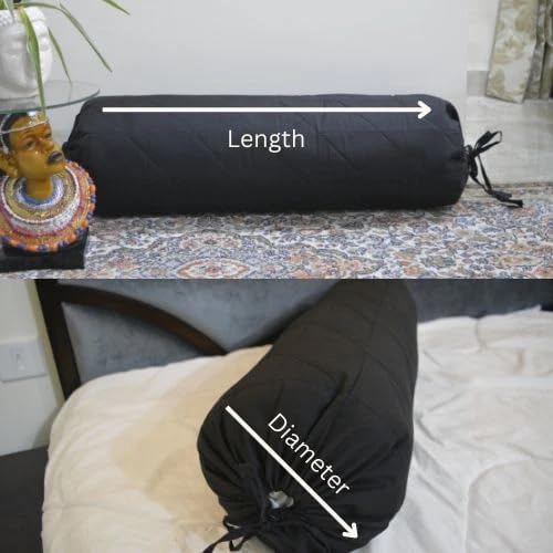 Cervical Neck Roll Pillow Cover with Cotton Bolster Pillowcases for Cylindrical Cushion and Drawstring Closure Round Neck Pillowcase 6" x 18" (15 x 45 cm) Teal Blue