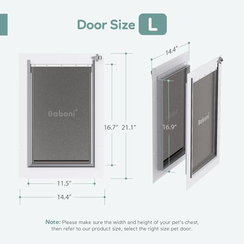 Baboni Dog Door for Door,Metal Frame,Large