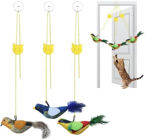 Tocirelo Interactive Hanging Cat Toy Bird with Catnip Feather, Door Cat Toy