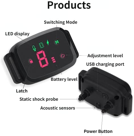 Dog Bark Collar,Rechargeable Smart Barking Collar, Anti Barking Training Collar with Sensitivity Beep Vibration Shock, Bark Shock Collar for Large Medium Small Dogs
