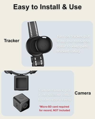 Cat Camera Collar with Tracker Tag, 1080P HD Pet POV Action Cam, No WiFi No App One-Click Video Recorder for Cats & Small Dogs — Lightweight 0.7oz, Night Vision,Laptop Playback