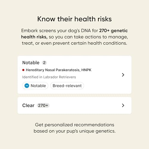 Embark Breed & Health Dog DNA Test – 400+ Breeds, 270+ Health Risks | Only dog DNA test with allergy risk scores. Coat traits, canine relative finder, genetic cancer risk score included.