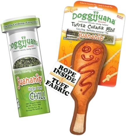 Doggijuana Corn Dog & Juananip Bundle | Squeaky Refillable Plush Toy